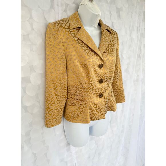 Vintage Kay Unger GOLD Damask Animal Print Blazer Jacket Evening Size 6 Formal - Picture 2 of 11